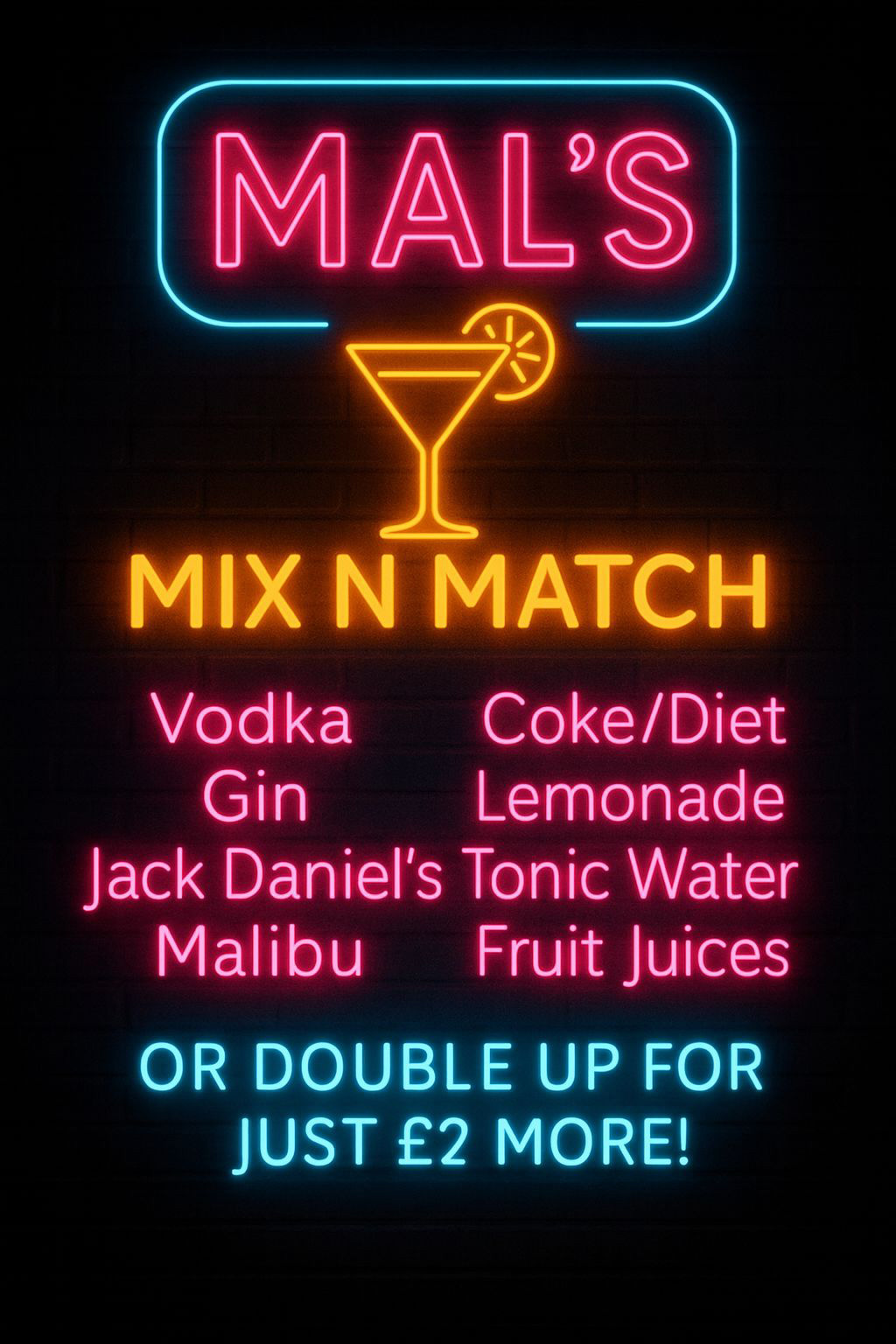 MALS Mobile Bar - Drinks Menu - Mix N Match