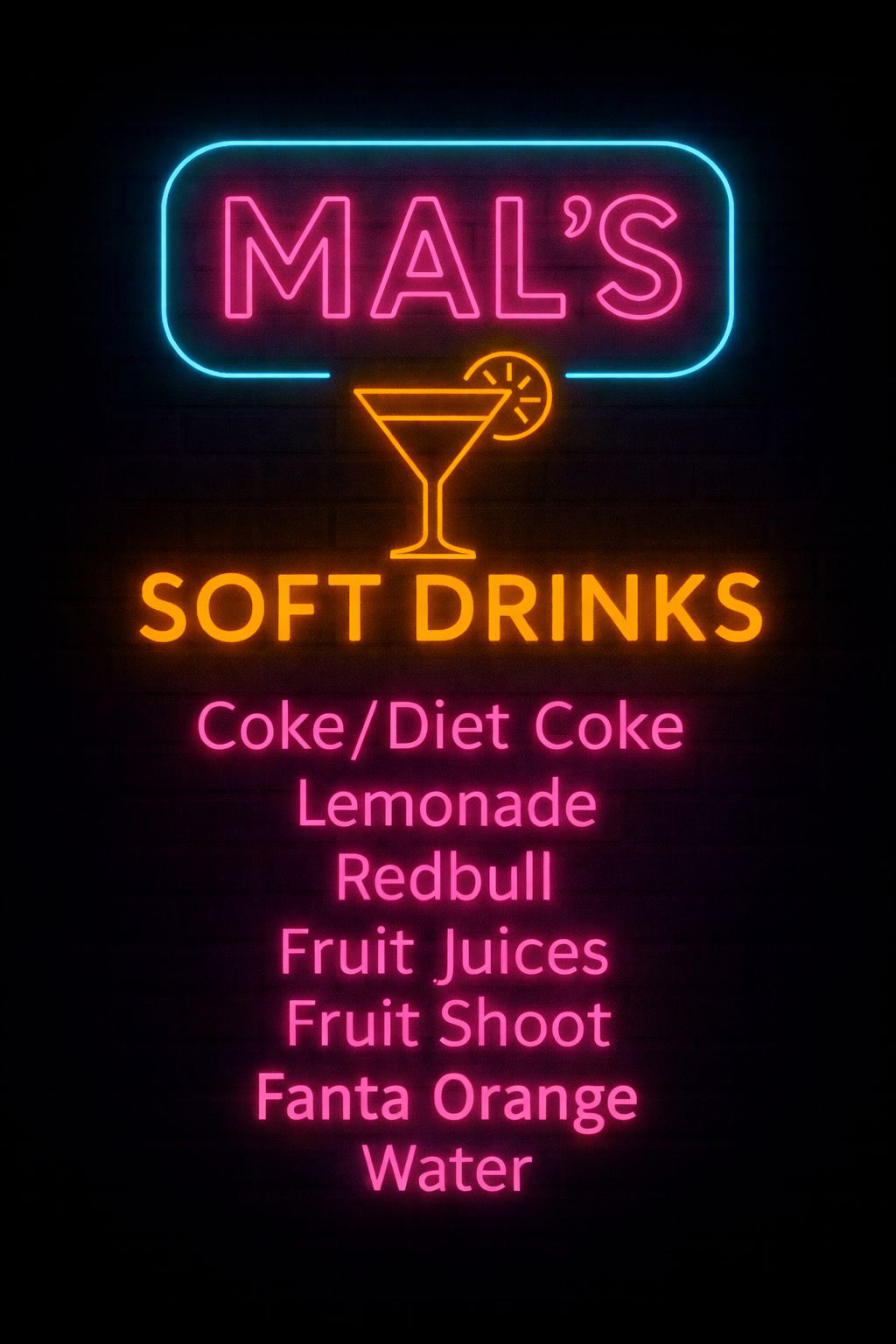 MALS Mobile Bar - Drinks Menu - Soft Drinks